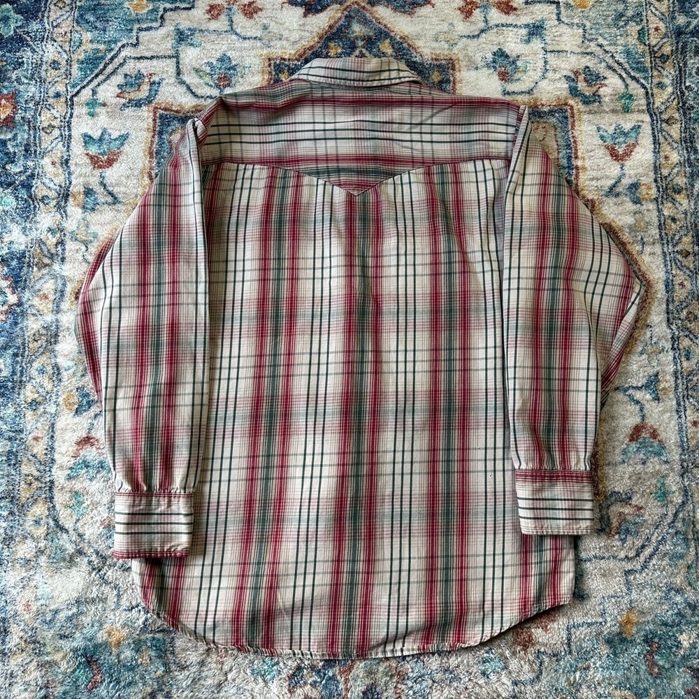 Vintage 80s Plaid Pearl Snap Shirt Size XL - Picture 2 of 6